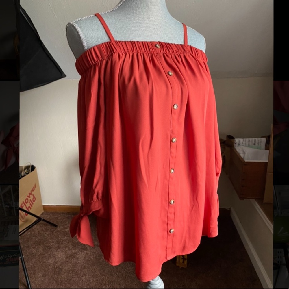 Rust Orange Off the Shoulder Top